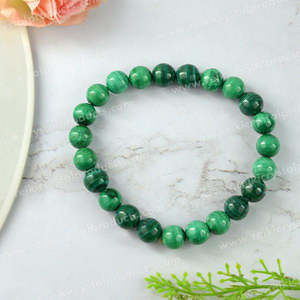 Bracelet en malachite naturelle, perles rondes de 8 mm, pour l'équilibre émotionnel, la confiance et l'énergie positive - Product Image 2
