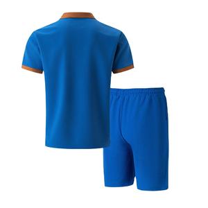 2025 pantalones cortos para hombre, dos conjuntos en una variedad de colores, tela de gofre de verano Europeo Americano, conjunto de manga corta con cremallera de Color sólido - Product Image 2