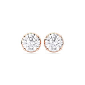 1.50 CT F/VS Round Cut Lab Grown Diamond Four Prong Set Boucles d'oreilles en or massif pour unisexe - Product Image 5