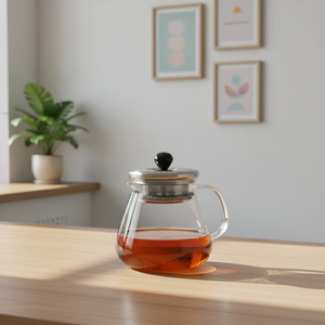 High Quality New Design 3306325-0.7 Borosilicate <b>Glass</b> <b>Teapot</b> Heat-Resistant Stainless Steel Lid 700ml Capacity Northern Europe - Product Image 5