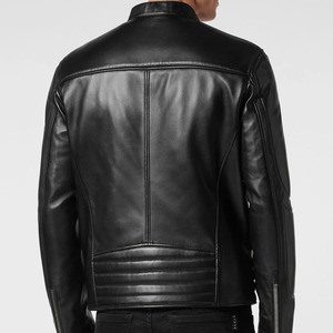 Classic Black Standing Collar Genuine Leather <b>Men's</b> <b>Jacket</b> 2024 Autumn/winter Fashion Motorcycle Custom <b>Sheepskin</b> Short Coats - Product Image 1
