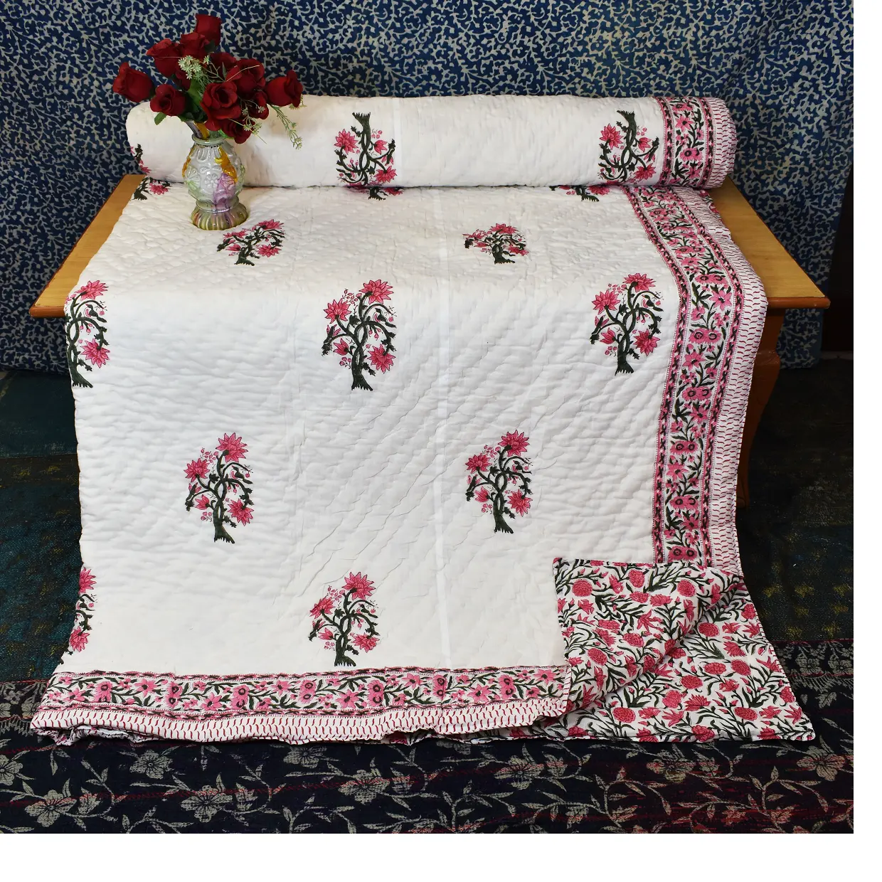 Изготовленные на заказ деревянные одеяла kantha с принтом дерева идеально подходят для перепродажи и подходят для магазинов украшений дома