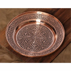 Plat de fête personnalisé Saniya en cuivre pur 100% de qualité supérieure, luxueux, fait à la main, écologique, gravé, poli classique - Product Image 1