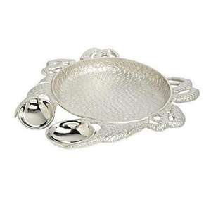 Bol à chips et trempette en aluminium finition argent, forme arrondie, plateau en métal, plateau à chips et trempette en métal, plateau à salade, dessert, fruits, nourriture - Product Image 3