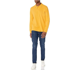 Camiseta de Manga Larga para Hombre, Cuello Camisero, Corte Regular, Algodón, Estilo Casual Elegante, Transpirable, Secado Rápido, para Actividades al Aire Libre - Product Image 4