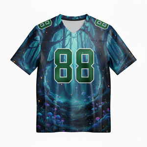 Maillots de football américain personnalisés à manches courtes 100% polyester respirant antibactérien grande taille logo avant pour les équipes - Product Image 6