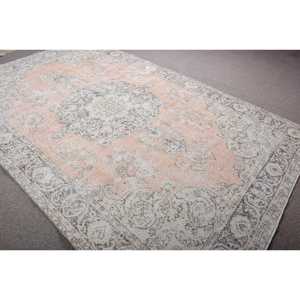 Tapis turc vintage 6,6x10,6 pi (202x322 cm), tapis uni gris orange - Product Image 4