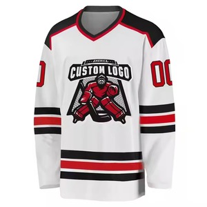 2025 maillots de Hockey sur glace personnalisés de haute qualité respirant séchage rapide 100% Polyester tissu haut pas cher prix ensembles d'uniformes de Hockey sur glace - Product Image 3