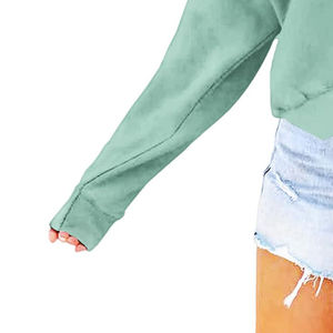 เสื้อฮู้ดผู้หญิงคุณภาพดีที่สุด ผ้าฝ้ายถัก 100% สวมใส่สบาย คอเต่า ซิปสั้น สำหรับฤดูหนาว ป้องกันรอยยับ ขายส่ง - Product Image 2