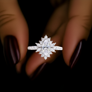 1.1 Ct Marquise Cut Lab Grown Diamond Bague de fiançailles en or jaune 14K Style bohème IGI Certified Cadeau d'anniversaire pour elle - Product Image 1