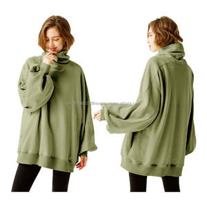 Fall Winter New <b>Women</b> Terry Cotton Custom High Quality Turtleneck Sweatshirt - Product Image 1