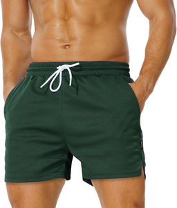 Shorts de sport en polyester respirant de haute qualité pour hommes, fabriqués en usine OEM, avec logo personnalisé, shorts de sport unis, décontractés pour la course à pied - Product Image 4