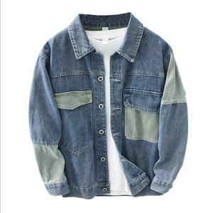 Veste en jean solide personnalisée à la mode pour hommes, veste en jean élégant avec patchs personnalisés, veste en jean denim à blocs de couleurs pour hommes, tailles personnalisées - Product Image 2