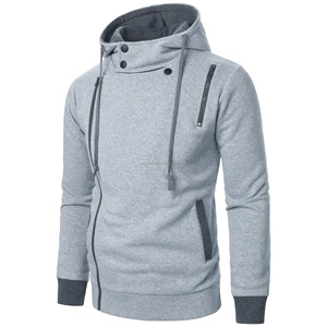 Autumn <b>Men's</b> Casual Slim Sports Sweatshirts New Fashion Hooded <b>Jackets</b> with Side Zipper and Button Neck Warm Sports Hoodies - Product Image 2