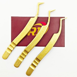 Pinzas de extensión de pestañas de precisión para Artista de pestañas, acero inoxidable, Color dorado, volumen de arranque de 45 grados, pinzas en forma de L - Product Image 5