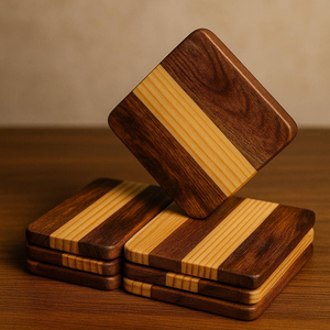 Nouvelle conception bois naturel fini table décorative forme carrée caboteur en bois pour thé boissons jus collations table décorer - Product Image 1