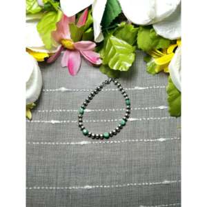 Handmade Navajo Strung Royston Turquoise & Sterling Silver Link <b>Bracelet</b> Cultural Collectible Jewelry - Product Image 1