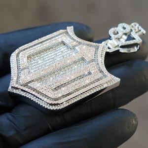 จี้ผู้ชายเพชรโมอิสกลมแท้14K 3.50 CT สีเหลืองชุบเงิน - Product Image 2