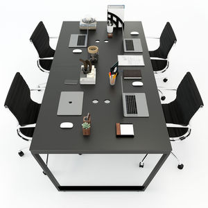 Table en bois de caoutchouc de style minimaliste SFTC006-4 places avec pieds en acier, design 'Hnh Thang Cn' - Product Image 1