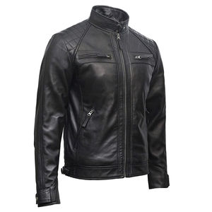 Chaqueta de Cuero Genuino Duradera para Hombre con Cuello Alto y Logotipo Frontal Personalizable, Precio al por Mayor, Tela de Lona - Product Image 3