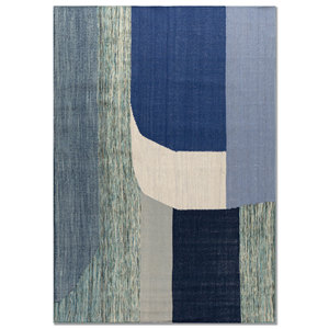 Alfombra de Lana Tejida Plana Azul Indusbar ADWL-1271, Rectangular de 9x12, para Entrada, Pasillo o Sala de Estar, para Adolescentes - Product Image 1