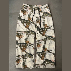 Pantalon de survêtement décontracté à jambe droite pour homme avec imprimé de branches Pantalon de détente à capuche confortable et décontracté-Taille Plus pour l'hiver - Product Image 2