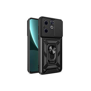 Coque en silicone noir premium antichoc, anti-traces de doigts, avec support magnétique et protection coulissante pour l'appareil photo pour Infinix Hot 40i - Product Image 1