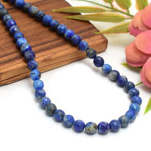 Natural Blue Clear Lapis Faceted Round <b>Stone</b> <b>Beads</b> 4mm/6mm/8mm 0.8mm Drill Size Strand for Necklace Making Wholesale Bulk Supply - Product Image 3