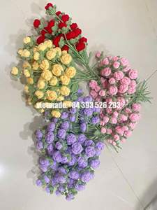 Venta al por mayor de ganchillo artificial, flor de Rosa hecha a mano, bonito ganchillo tejido a mano, varios colores, decoración del hogar, regalo de Navidad - Product Image 6