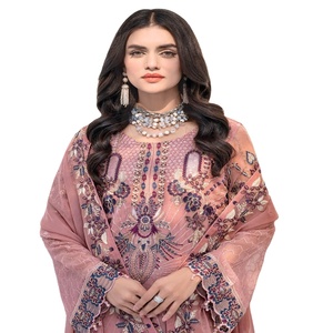 Salwar Kameez de luxe de haute qualité, style pakistanais, pour occasions spéciales, en chiffon, avec broderies lourdes, costumes Sharara pour mariage - Product Image 1