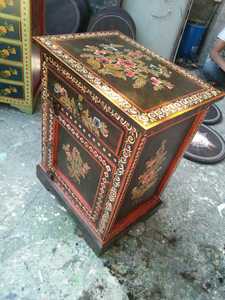 ลิ้นชักเก็บไม้แกะสลักด้วยมือลวดลายอินเดียสีสันสดใสศิลปะเลียนแบบสไตล์โบราณสำหรับขาย - Product Image 3