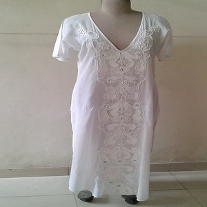 แฟชั่น pintucks บนเอวสองสายรัดสำหรับปิดด้านหน้า coverup ตรงคอเสื้อที่ด้านหน้าด้วยแขนสั้น - Product Image 3