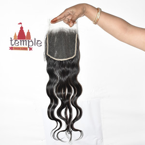 Extensions de cheveux humains indiens 6*6 HD Closure Machine, double trame, tissage brut non traité, couleur naturelle noire, 100% vierge Remy, à clipser - Product Image 5