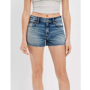 Shorts en jean d'été simples, taille haute, ourlet extensible, shorts en jean pliables, pantalon respirant chaud, double couleur - Product Image 1