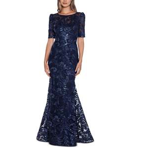 Abito da donna XSCAPE blu a maniche corte con ricami e paillettes, taglia 14 - Vita naturale - Product Image 1
