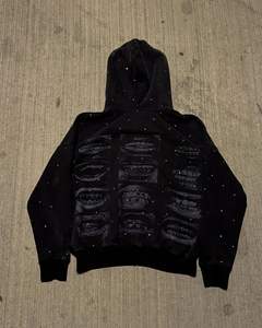 Streetwear personnalisé coton Dtg impression strass fermeture éclair acide lavé graphique sweats à capuche pour hommes - Product Image 2