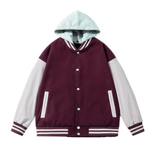Chaquetas de béisbol de lana con estilo más vendidas para hombres y mujeres Varsity Winter Wear con capucha extraíble y cuello alto Fabricante - Product Image 1