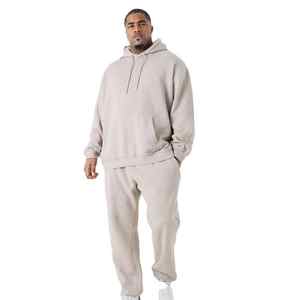 Ensemble de survêtement pour homme grande taille personnalisé pour l'hiver, léger, respirant, en coton écologique, pantalon de survêtement ample à jambes larges, sweat-shirt à fermeture éclair - Product Image 2