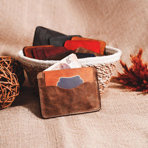 ที่ใส่บัตรหนังแท้แบบมีสไตล์กระเป๋าสตางค์แบบบางพร้อมขอบขัดเงาออแกไนเซอร์ที่ทนทานสำหรับ HLC-0202สำนักงาน - Product Image 5