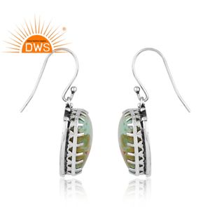 ต่างหูอัญมณีเทอร์ควอยซ์คิงแมนธรรมชาติเงินสเตอร์ลิงออกซิไดซ์ผลิตตามสั่ง - Product Image 3