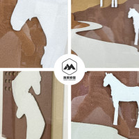 Planche de bois de salon personnalisée peintures d'animaux d'art 3D décorations murales peinture de cheval