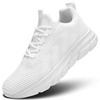 Kvovzo Chaussures de course d'été pour femmes, antidérapantes, respirantes, légères, en dentelle, chaussures de marche, de gym, blanches, 8