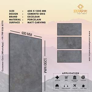 Aspect ciment Noir Argent Finition de sculpture brillante Mat Qualité de surface 60X120 Carreaux De Sol Carrelages De Porcelaine Sol Foshan - Product Image 2