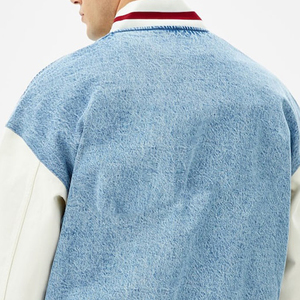 Blouson universitaire en toile personnalisé unisexe avec logo frontal, style baseball, prix abordable, vêtement d'extérieur décontracté et chaud, vente directe usine - Product Image 6