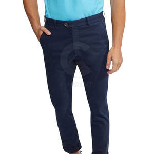 กางเกงผ้าฝ้าย100% น้ำหนักเบาสำหรับผู้ชาย, กางเกงลำลองมีสายรัดเอวโค้งสีเข้มซักแบบรัดรูป - Product Image 3