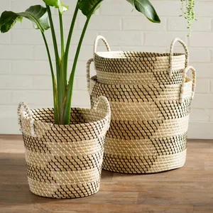 Nouvelle arrivée panier en osier tissé jonc de mer avec prix bon marché en gros Pots de jardin stockage et organisation jardinières pique-nique maison PE