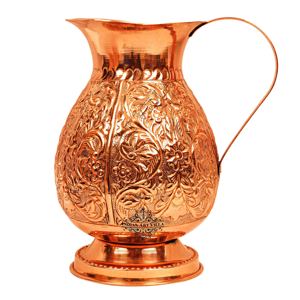 Carafe en cuivre pur de 1500 ml avec motif de feuille en relief écologique, matériau métallique - Product Image 3