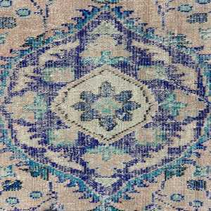 Alfombra Turca Vintage de 3.3x6.7 pies, Alfombra Decorativa, Alfombra con Puntos Azules - Product Image 3