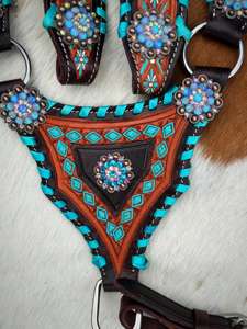 Juego de arnés OEM para caballo y equitación, ajustable, de lujo, pectoral para caza, pectoral inteligente para equitación de sendero - Product Image 4