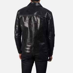 Blouson de motard en cuir d'agneau noir original personnalisé 2026 pour homme – Meilleur blouson d'hiver avec col montant, nouveau design - Product Image 5